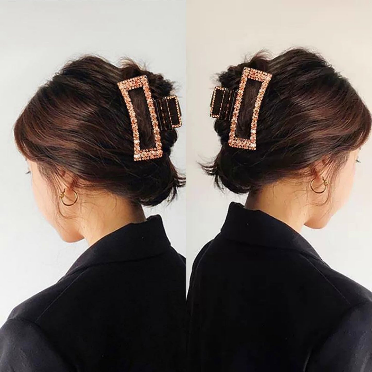 Rhinestone Hair Claw Clips, 2 Pack Exquisite Crystal Jaw Clips Nonslip Hair Clips for Thick Long Hair, Fashion Hair Clamp Accessories for Women Ladies Strong Hold Hair Barrette for Hair Styling