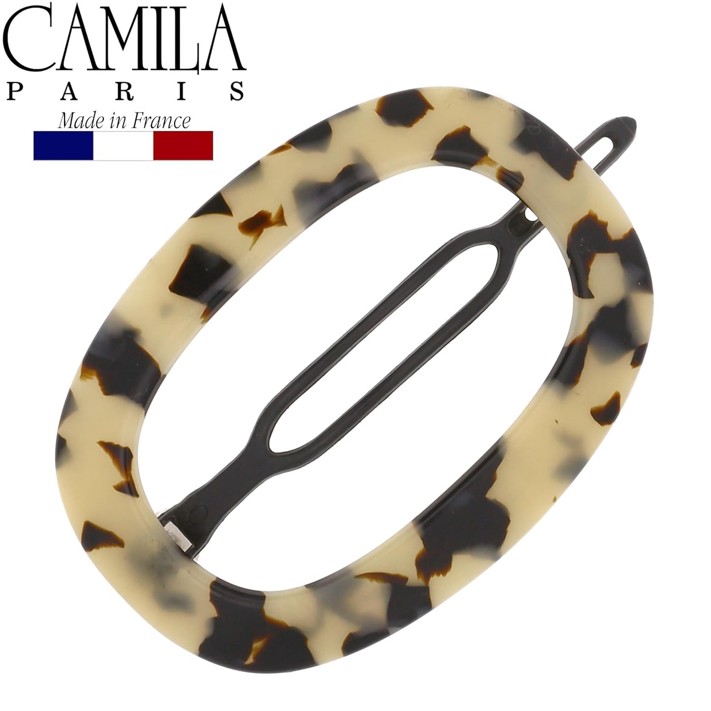 Camila Paris CP2802 French Hair Barrette Clip for Women, Handmade, Flow, Slide-in Metal-Free Closure, Strong Hold Grip Hair Clips for Girls, No Slip Durable Styling Hair Accessories, Made in France