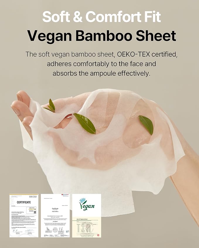 Hyalcica Total Moisture 10D Mask - Vegan Korean Moisturizing Face Mask Sheet with 10 Hyaluronic Acid and Cica - Non Sticky Refreshing - Derma Tested, 10 Sheets