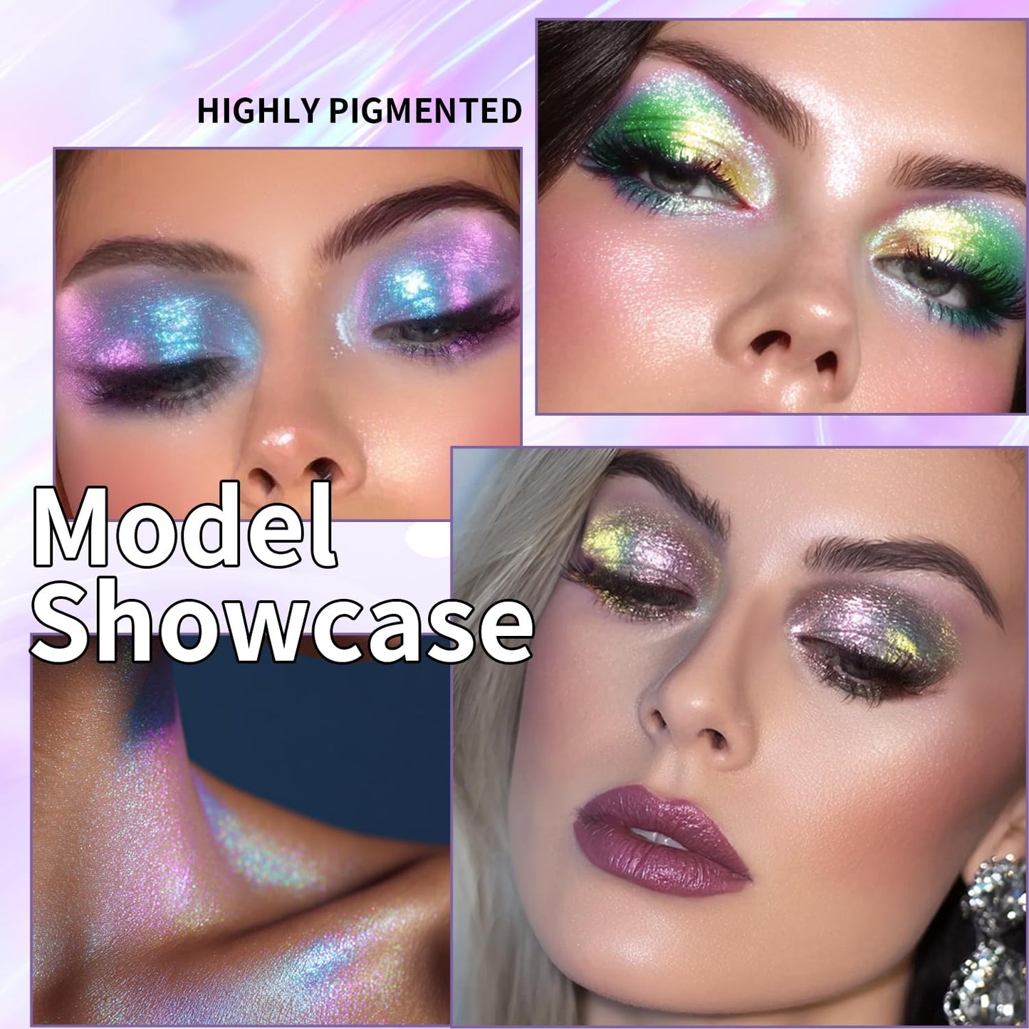 Multichrome Liquid Eyeshadow Set,3 Colors Multi-Dimensional Eye Liner Makeup,High Pigment Waterproof Metallic Eye Shadow,Ultre Fine Tip Glitter Eyeshadow (04 wonder+05 sunrise+06 dusk)