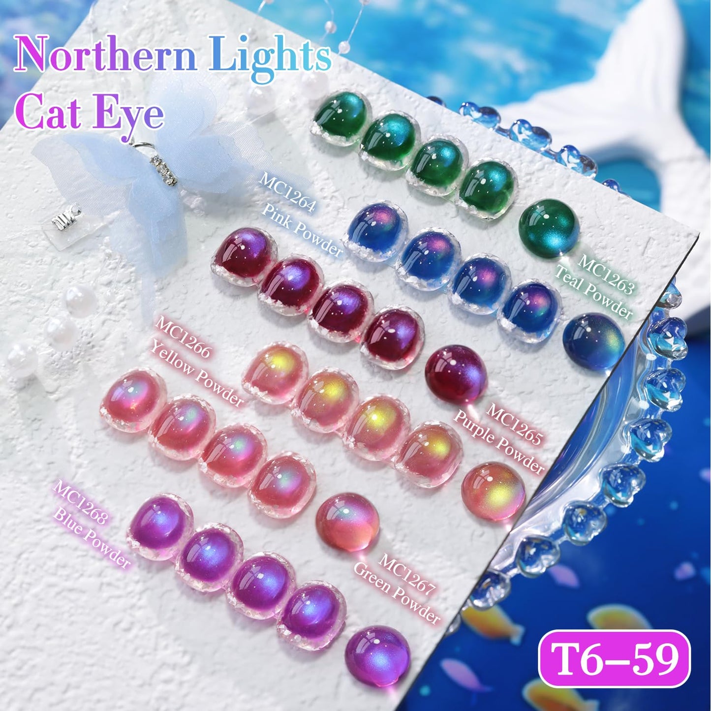 Double Rhythm Jelly Glass Cat Eye Gel Polish with Magnet 15ML Holographic Glitter Shimmer Translucent Sheer Color Magnetic Nail Polish Salon DIY at Home (Pink Teal-MC1267)