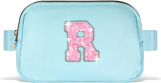 Fanny Pack Belt Bag Crossbody Bags with Initials Letter Patch Trendy Stuff for Teens Cute Stuff Birthday Gifts for Teenager Girls | R,Blue Bag