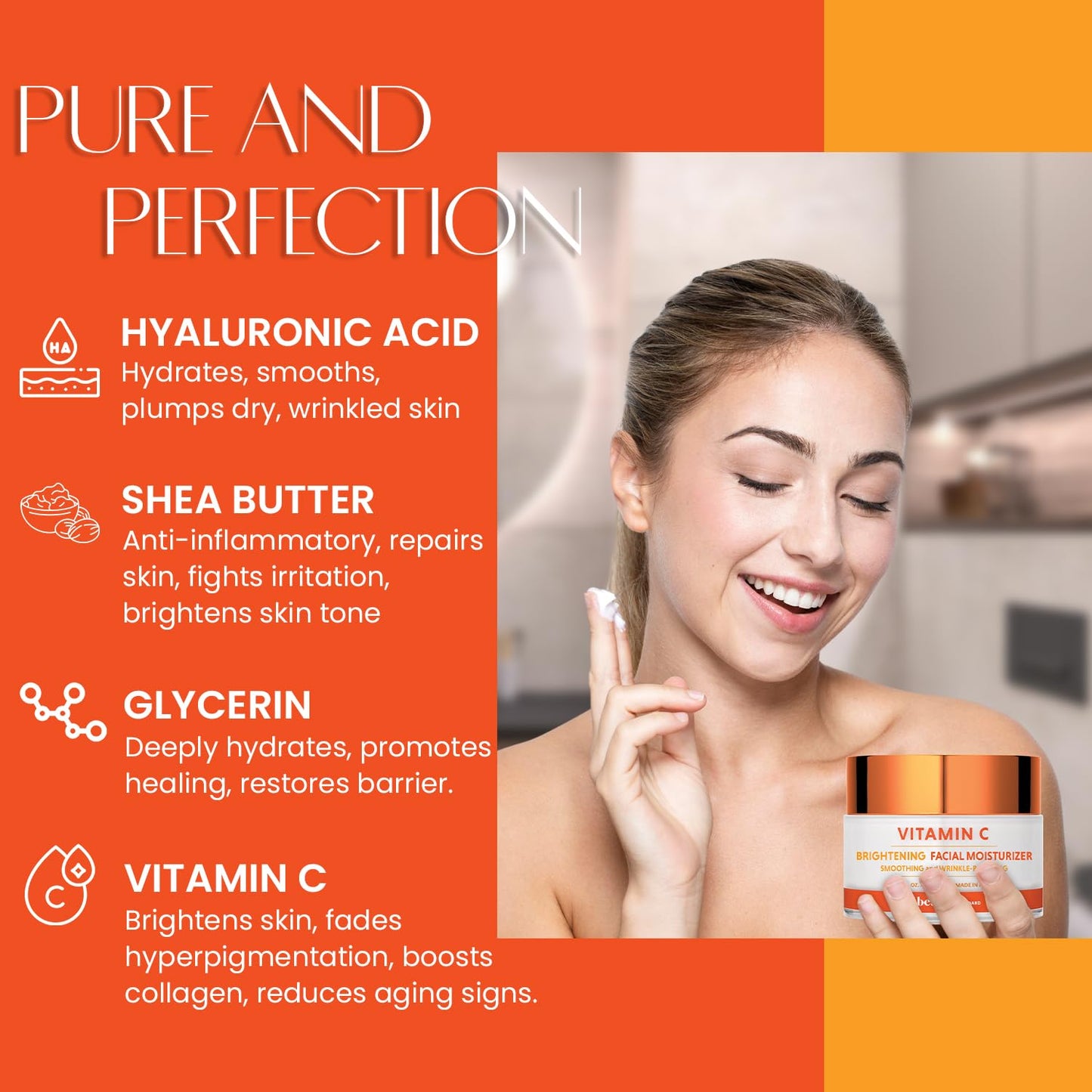 Vitamin C Facial Moisturizer - Hydrating & Anti-Aging, Smooths & Brightens Skin - Dermatologist Tested, Clean Beauty, Cruelty-Free Korean Skin Care for All Skin Types - 1.69 fl. oz