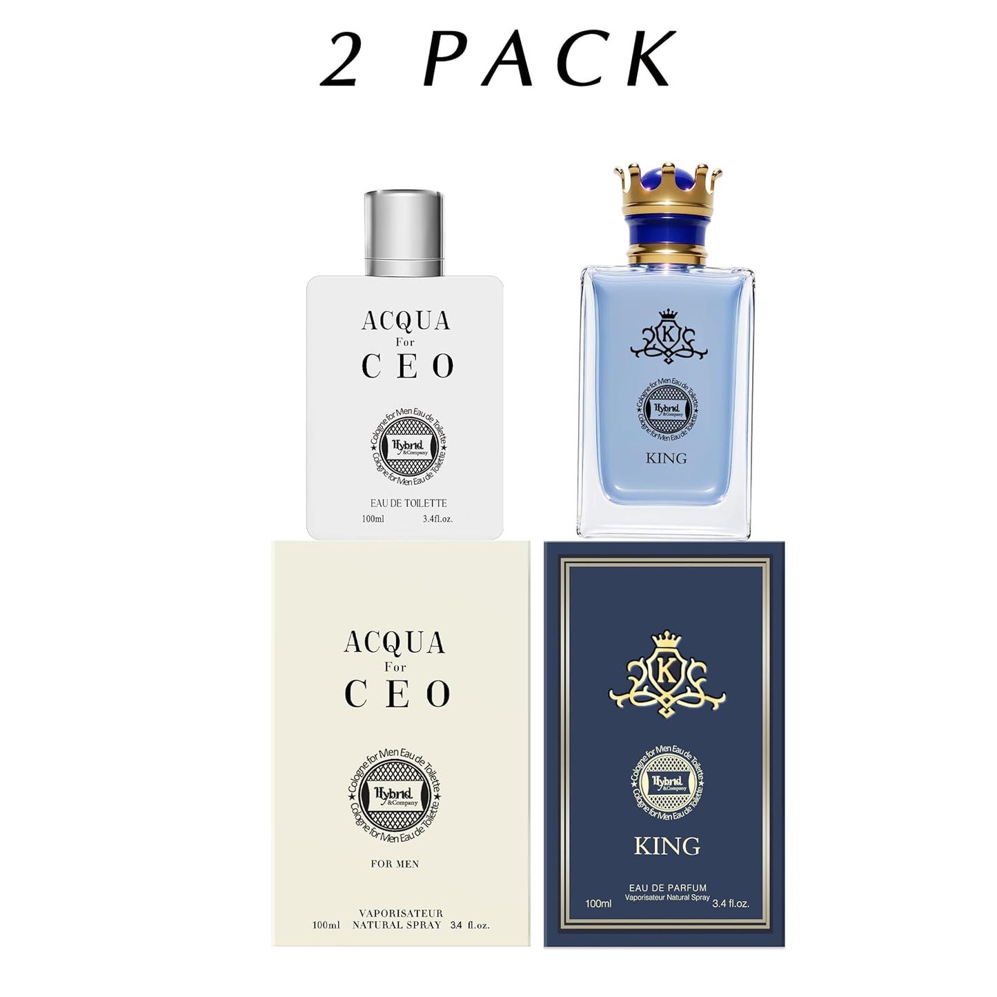 Hybrid & Company Mens 2 Pcs Fresh Eau De Perfum Vaporisateur Natural Spray