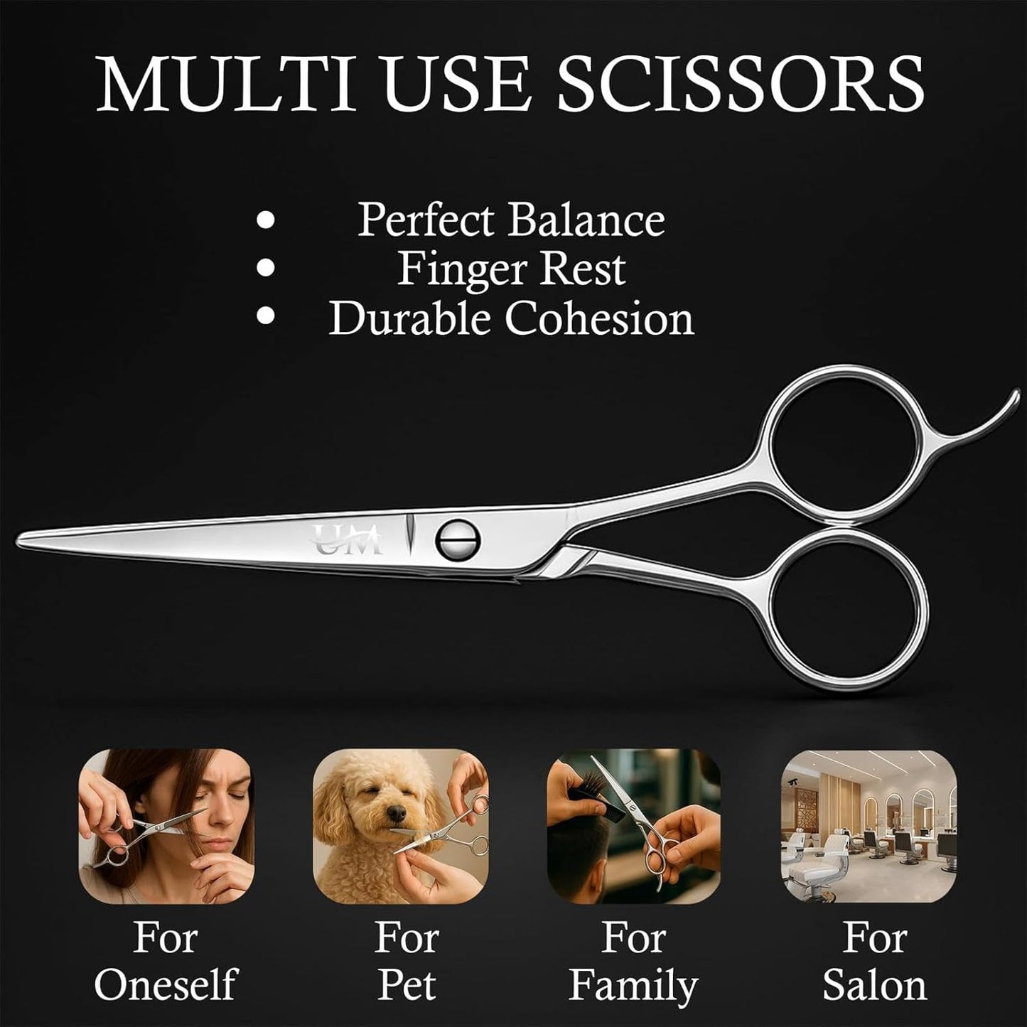 UM Supplies Scissors 6.5 | Premium Barber Shears For Hair Cutting | Multiple Purpose Cutting Scissors | Haircut Scissors For Salon I Women | Mens | kids I Pets