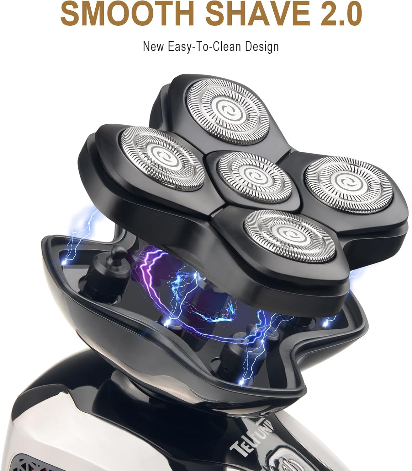 Telfun Magnetic Head Shavers for Bald Men, 5-in-1 Electric Razor w/Type-C Fast Charging - LED Display, Wet/Dry Mens Grooming Kit - Easy Use Palm Shaver for a Smooth Bald Shave