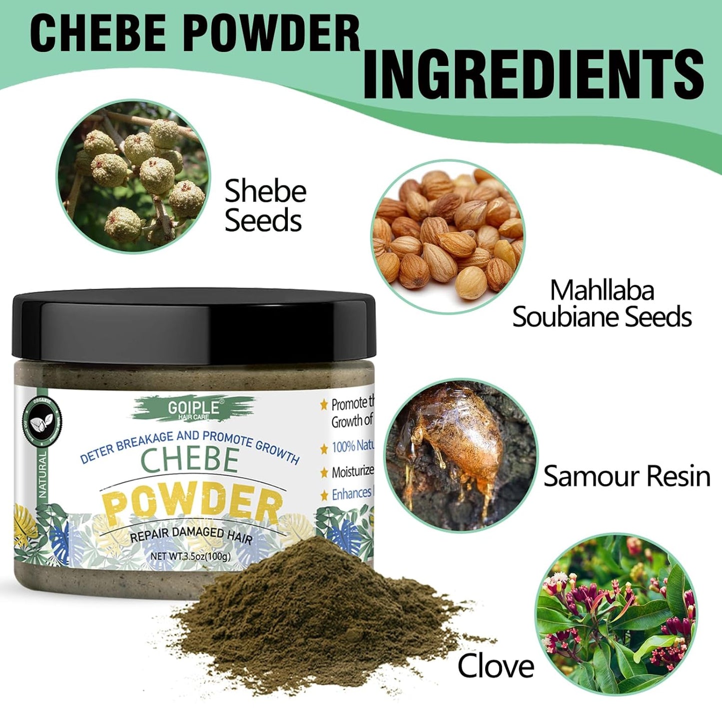 Naturals Organic African Chebe Powder and Oil Moisturizer for Scalp, Hair Growth, Strength & Breakage - For Men & Women