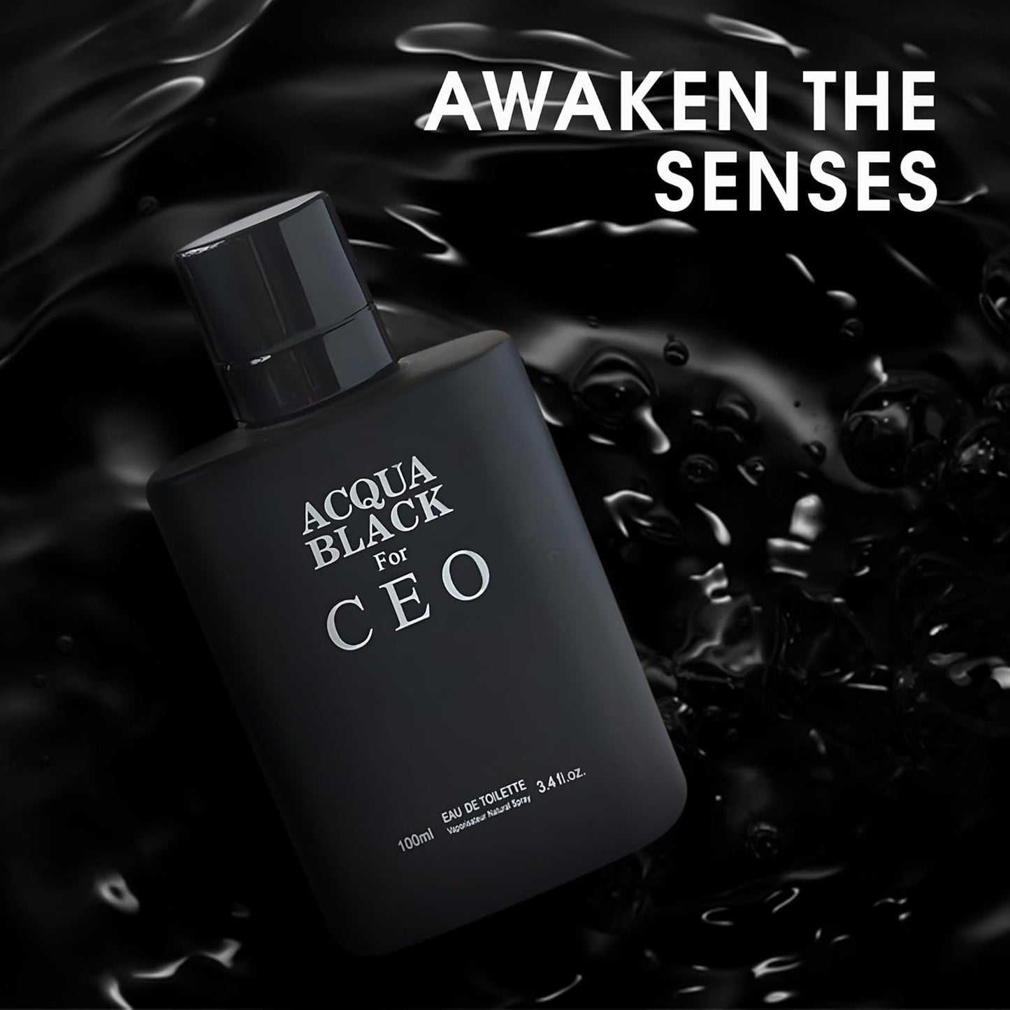 Aqua Black Ceo, Eau De Toilette Spray Perfume, Fragrance For Men- Daywear, Casual Daily Cologne Set With Deluxe Suede Pouch- 3.4 Oz Bottle- Ideal EDT Beauty Gift For Birthday, Anniversary