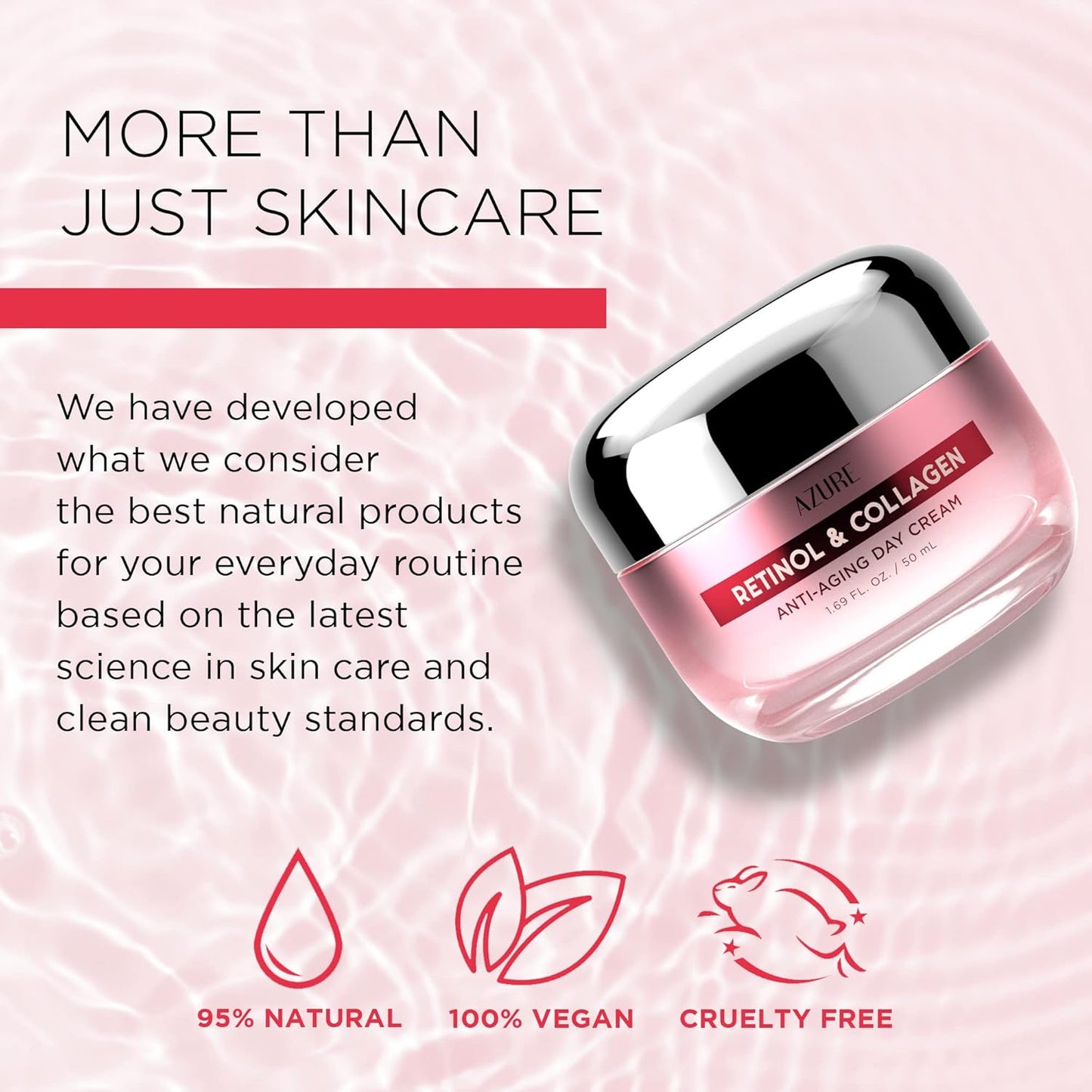 Azure Cosmetics Retinol & Collagen Moisturizer For Face - Dermatologist Tested, Anti-Aging - Skin Tightening, Fine Lines and Wrinkles Treatment Face Cream - Korean Skin Care - All Skin Type 1.69 fl oz