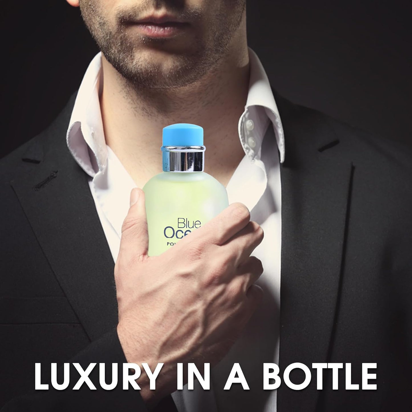 Blue Ocean Sensual Woody Fragrance for Men | Long Lasting Cologne Aromatic Scent, Eau de Parfum Natural Spray - Great Holiday Gift, 3.4 Fl Oz/100 Ml