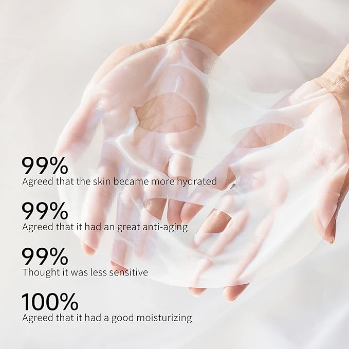 5PCS Bio-Collagen Real Deep Mask, Hydrating Overnight Hydrogel Mask, Anti-Aging,Pore Minimizing, Firming,Absorbs dirt deep inside face.