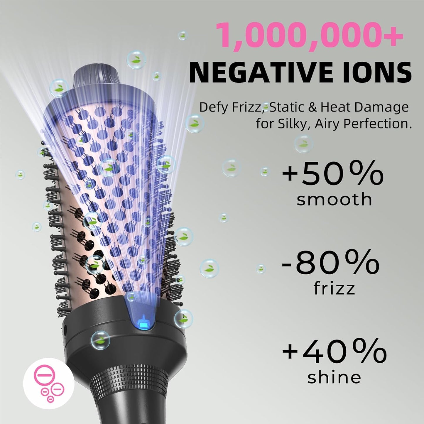 K&K 1.77 Inch Heated Curling Brush with Ceramic Tourmaline Ionic Technology for Volumizing and Loose Curls (Black)