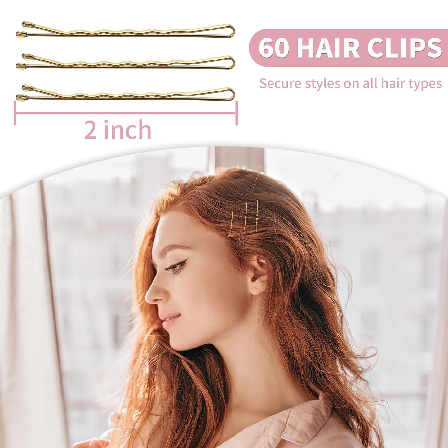 720 Count Bobby Pins 2 Inch, 60PCS Each-Pack of 12, Crimped Hair Pins, Non Slip Hair Accessories for Kids, Girls, and Women (Blonde)