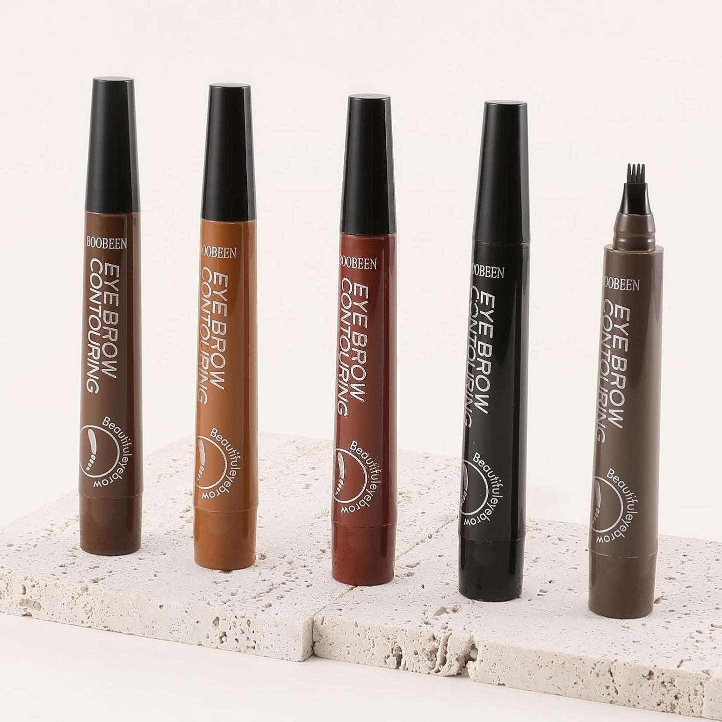 Boobeen Liquid Eyebrow Pen, Microblading Eye Brow Pencil with 4 Micro Tip, Waterproof Brow Pen Filler Creates Natural Brow Makeup, Long-lasting