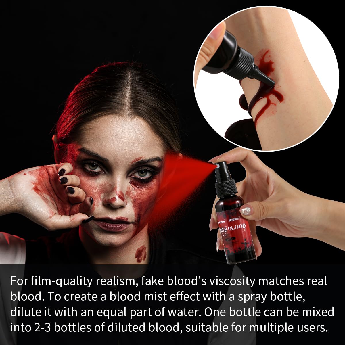 Depvision SFX Makeup Kit Halloween Makeup Set Professional Face Body Paint Special Effects Makeup Set with Fake Blood Temporary Tattoo Hair Chalk Oil Body Paint Sponges Brushes for Halloween Party