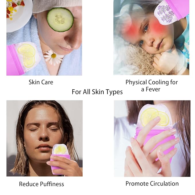 Ice Face Roller, Silicone Ice Roller for Face to Tighten and Lift Skin, Face & Eye Puffiness Relief, Reusable Facial Ice Mold for Neck to Enhance Natural Glow, Skin Care for Women Beauty