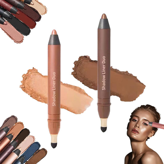 Rocino Freshlus Shadow Liner Duo, Mitlume Perfect Color Duo-Shadow Liner 2-in-1 Eyeliner & Eyeshadow, Plum Eyeshadow Stick, Waterproof and Smudge-Proof, Easily Create a Smoky Effect(SIZZLE+SULTRY)