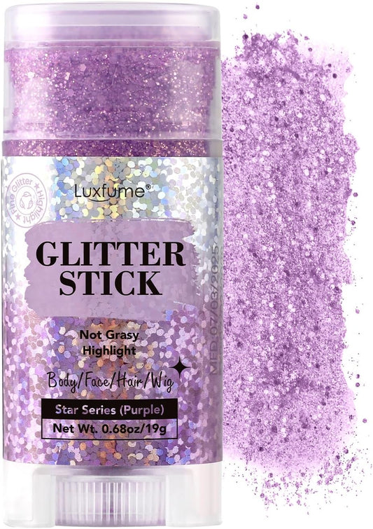 Body Glitter Stick, Purple Glitter Wax Stick for Hair and Body, Long-Lasting Sparkle - Safe & Sweatproof for Women Face/Body/Hair Glitter Makeup