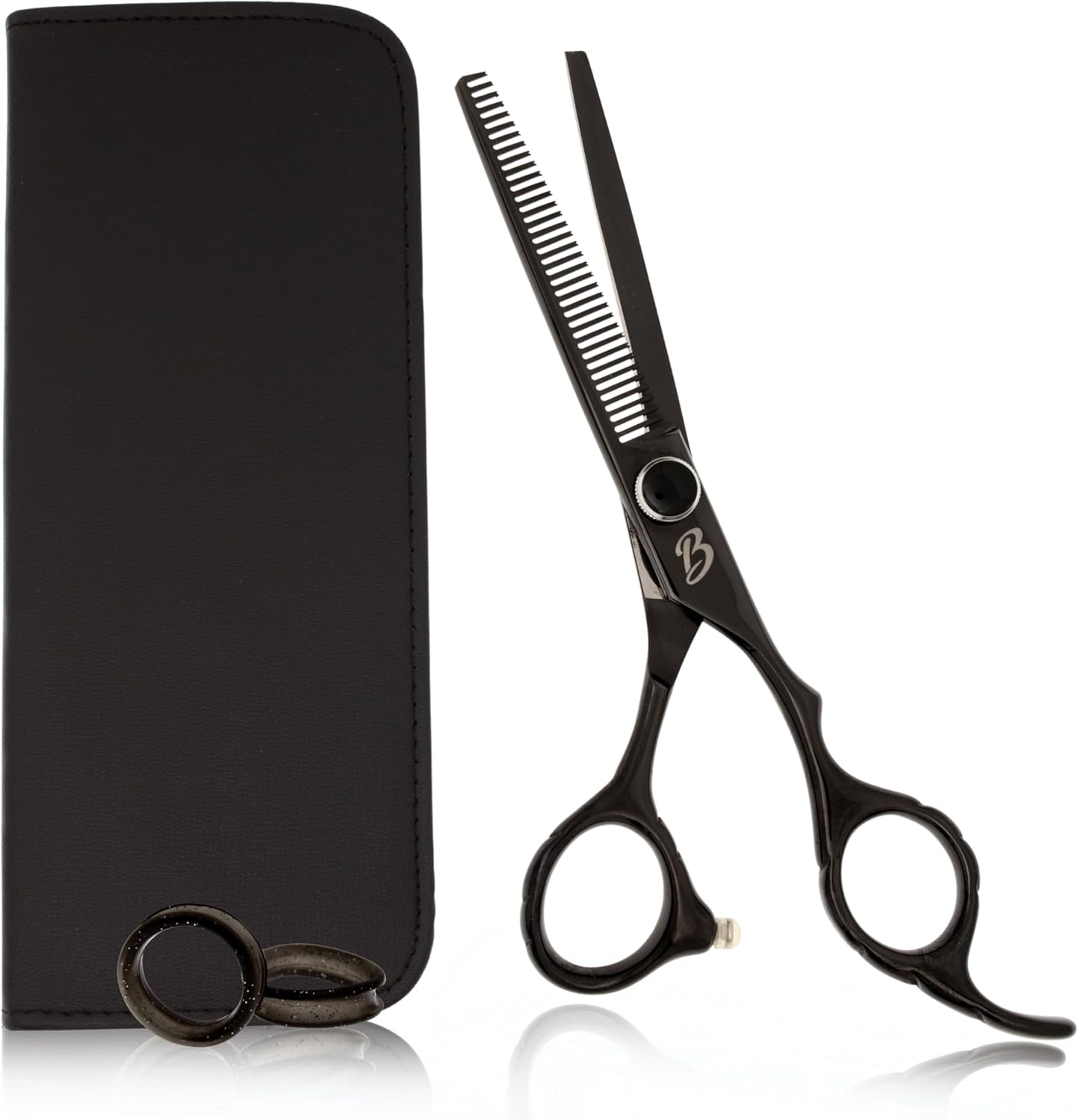 Thinning Shears For Hair Cutting 35 Tooth 6 inches | Black Titanium Coating Hair Thinning Scissors Japanese Stainless Steel (Black Right Thinner 6 Inch)