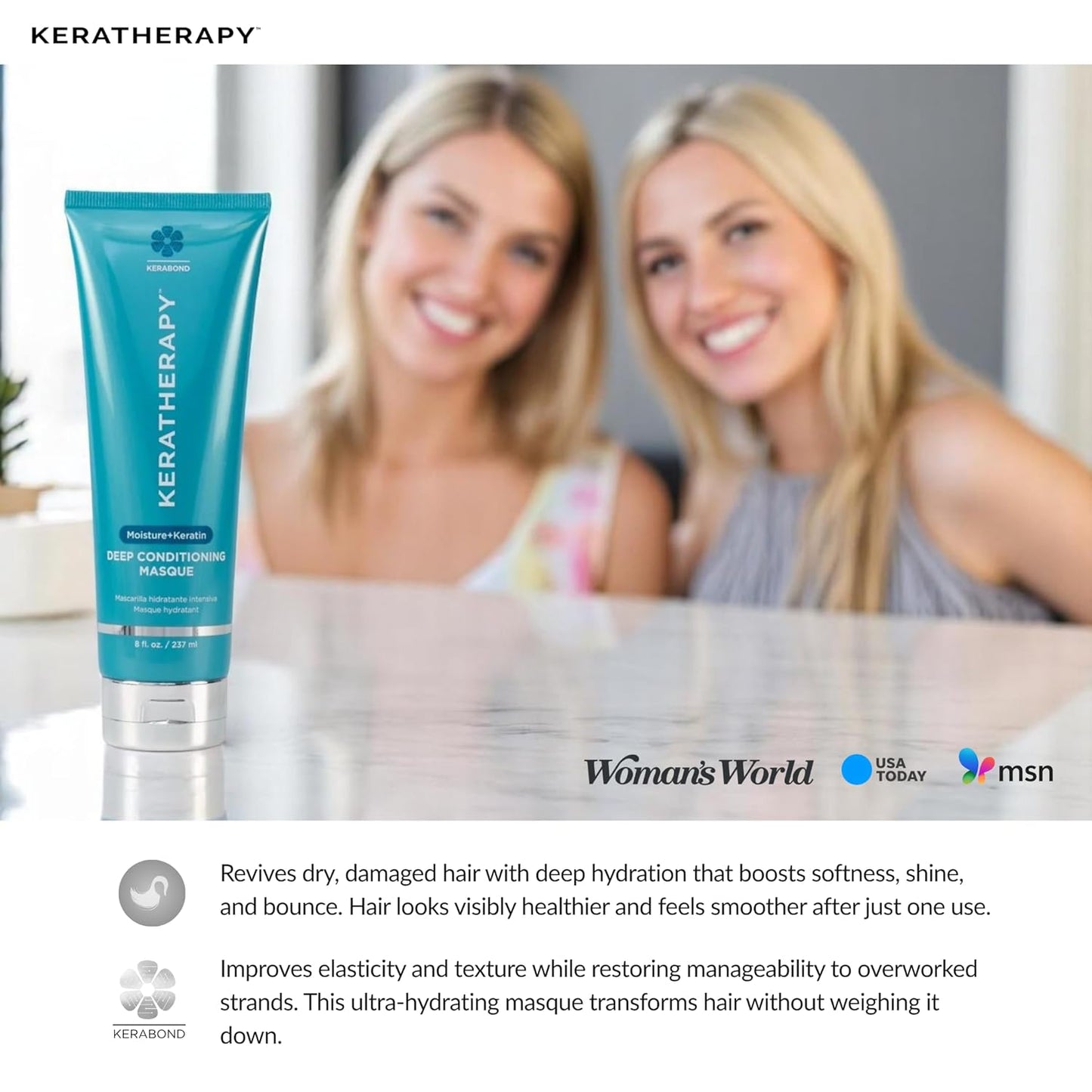 Keratherapy Keratin Infused Deep Conditioning Masque, 8 fl. oz., 237 ml - Moisturizing & Hydrating Hair Treatment with Kerabond, Jojoba, Nettle Root Extract, Wheat Oil, & Persian Walnut
