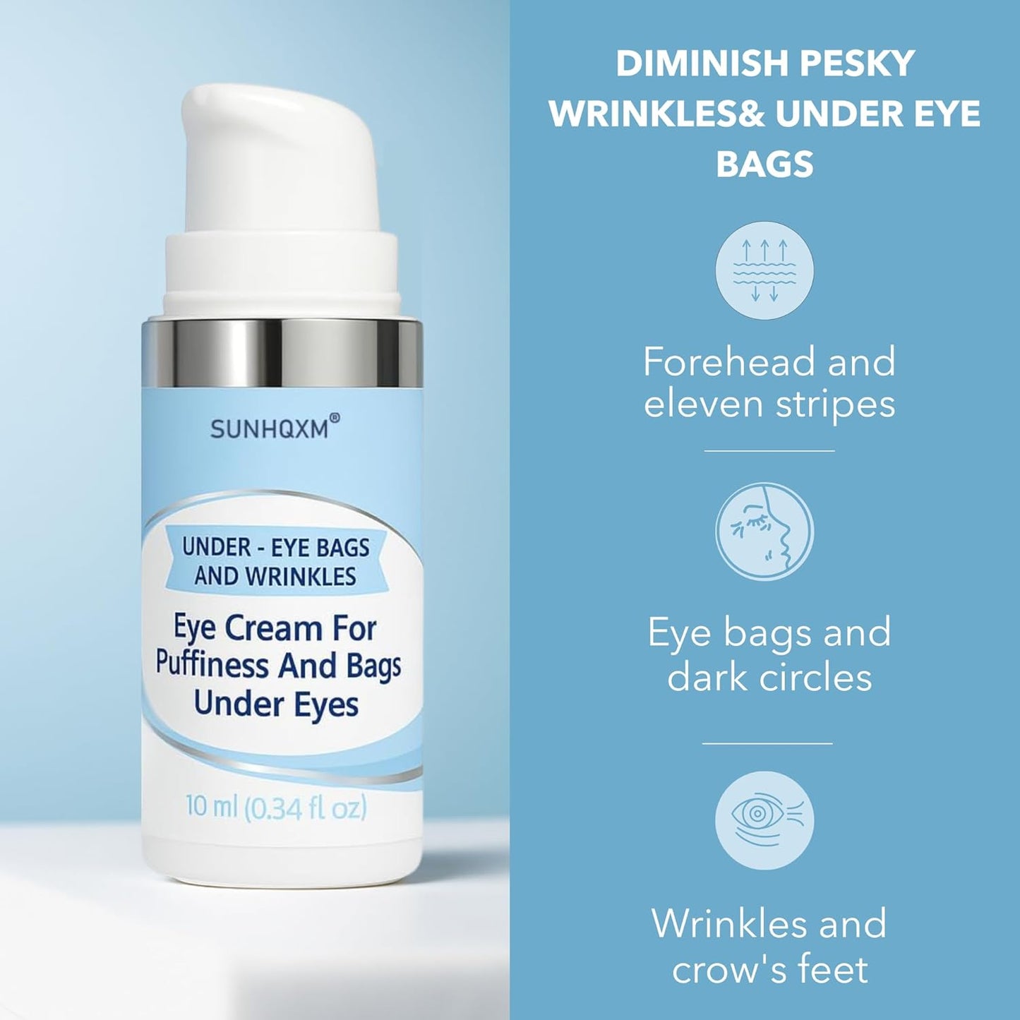 Rapid Reduction Serum For Eye - Instantly Visibly Reduces Under Eye Bags and Wrinkles, Fine Lines, Crow's Feet, and Dark Circles,Anti Aging Wrinkle Remover for Face with Pump, 10ml/0.34 Oz