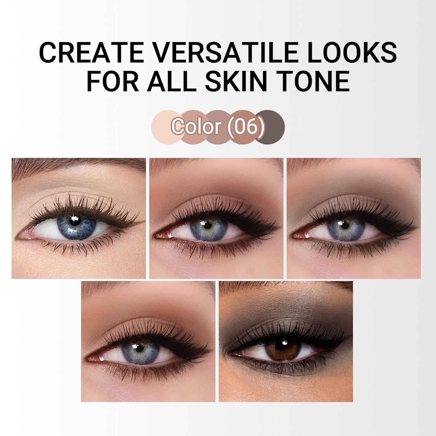 Erinde 5 Colors Matte Eyeshadow Palette Makeup, Natural Classic Nude Neutral Nude Brown Eye Shadow, Long Wearing Waterproof Everyday Eye Makeup for Brown Eyes, Cool-Toned Nude Taupe Brown, 06