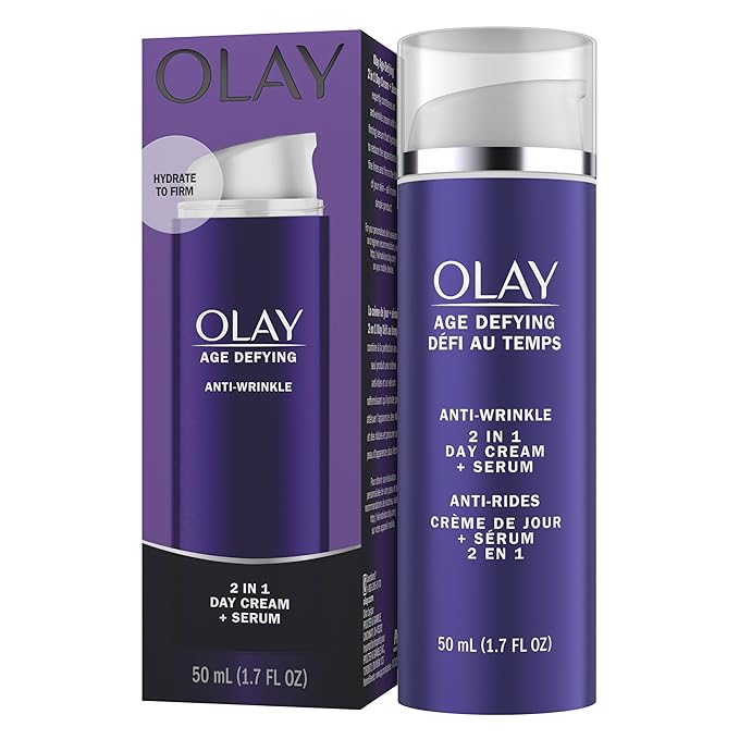 Olay Face Serum by Age Defying Anti-Wrinkle 2-in-1 Day Cream Plus Face Serum, Aloe Vera, 1.7 Fl Oz