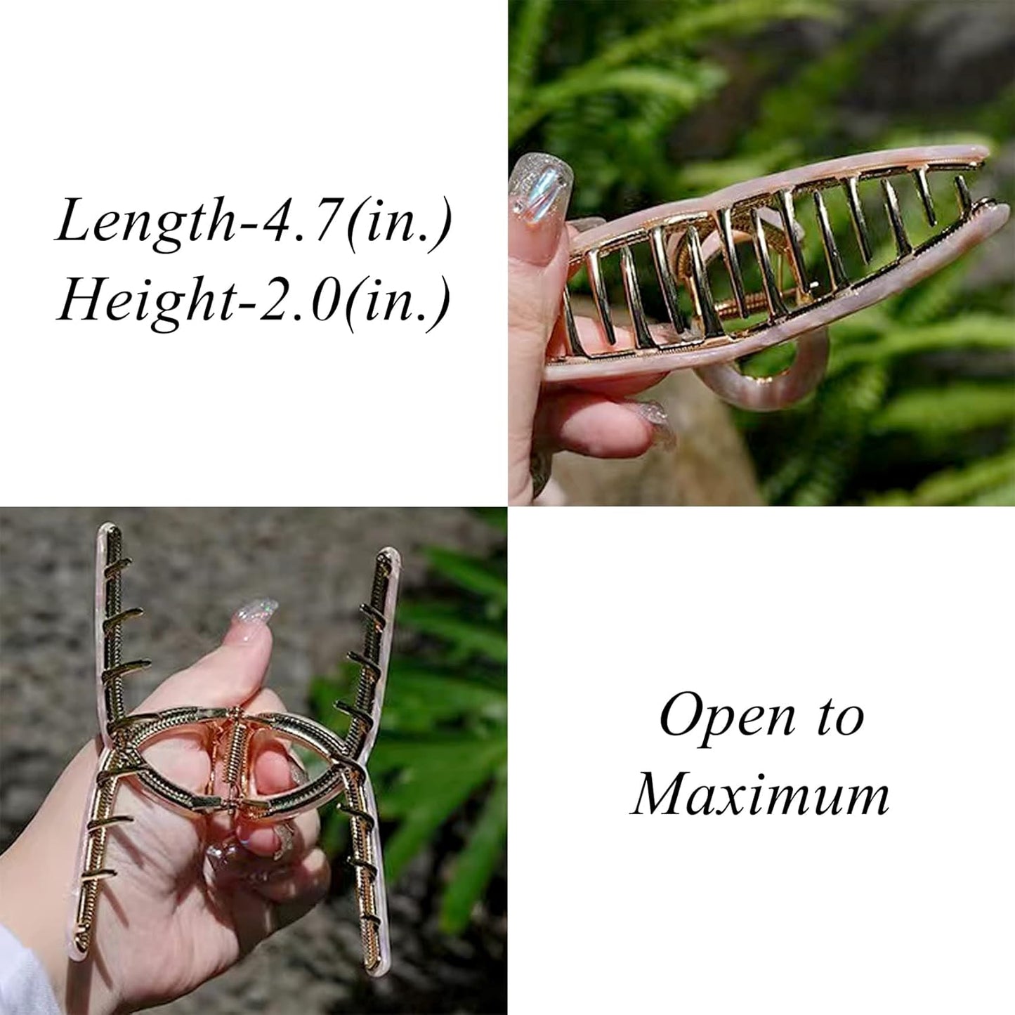 Big Large Butterfly Acetate Hair Clamps with Strong Hold for Long Thick Hair - 4.7" Hair Claw Clips for Women (1 Pc, Pink)