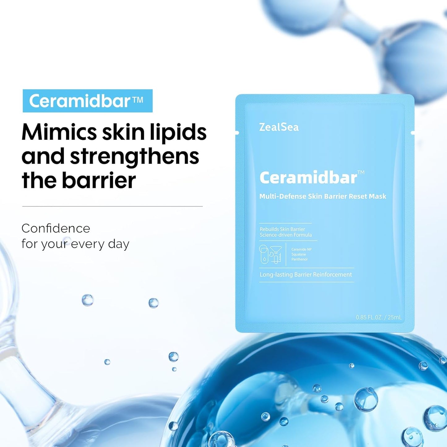 ZealSea Cicalix & Ceramidbar Face Masks Skincare Set, Derm Solution Sheet Mask for Multi-Trigger Sensitivity, Soothing & Calming, Strengthen & Restore Skin, Facial Mask with Cica & Ceramide, 16 Pack