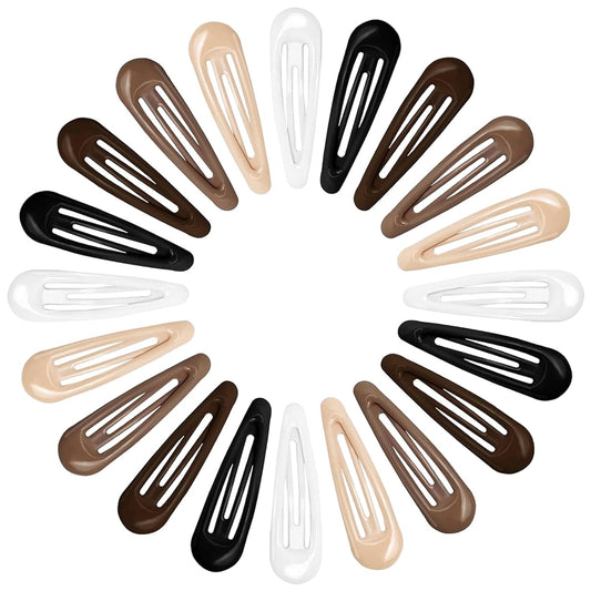20PCS Small Metal Barrettes for Women - Snap Hair Clips for Thin & Thick Hair, 1.97 Inch No Slip Hair Clips (White Black Beige Brown Coffee)