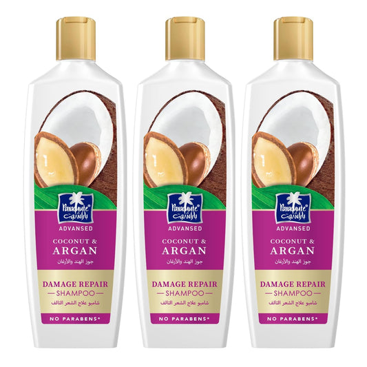 Parachute Advansed Argan Shampoo with Coconut | Repairs Dry & Damaged Hair| Moisturizes Hair| 0% Harmful Chemicals | 11.4 Fl oz | Pack of 3