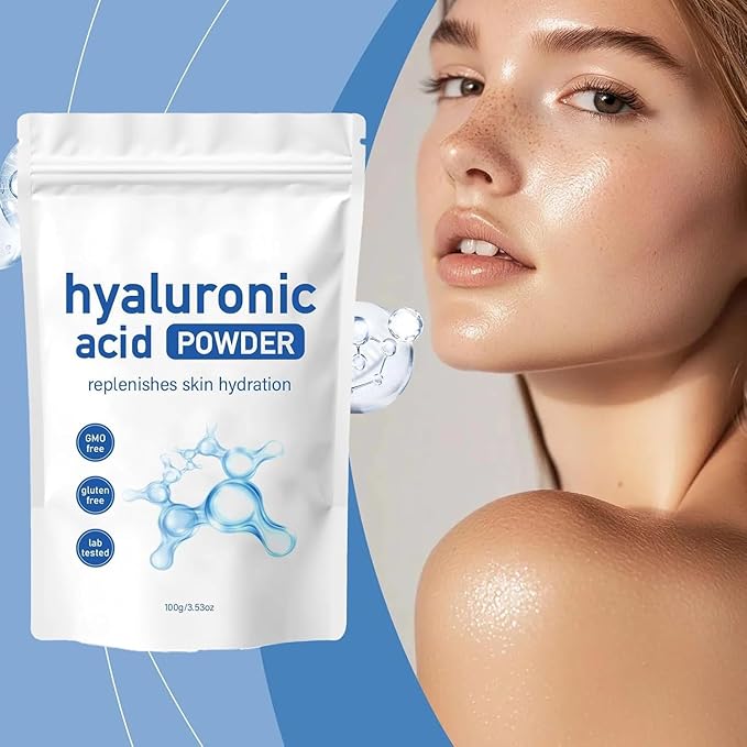 Low Molecular Weight Hyaluronic Acid Powder for Skincare – Vegan Cosmetic Grade, Water-Soluble Hydrating Ingredient for DIY Facial Serum & Skin Moisture, 100g (1pc)