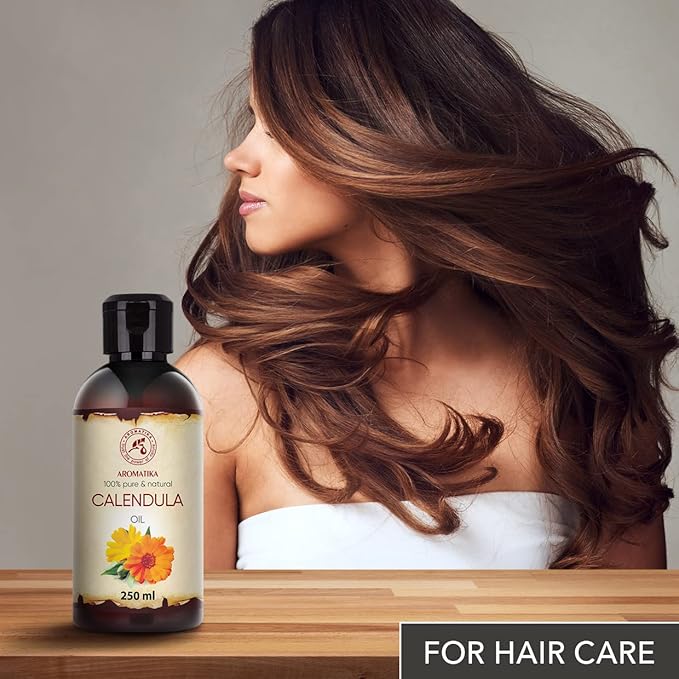 Calendula Oil 8.5 Fl Oz (250ml) - Calendula Officinalis Flower Extract – Infused - Almond Oil Base - 100% Pure & Natural - Marigold Oil – Benefits for Skin, Nails, Hair, Face, Body