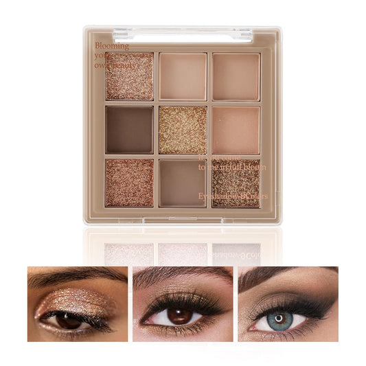 Boobeen Nude Eyeshadow Palette - Matte and Shimmer Makeup, Highly Pigmented Creamy Eye Shadow Powder, Create a Neutral Eye Look, Long Wearing