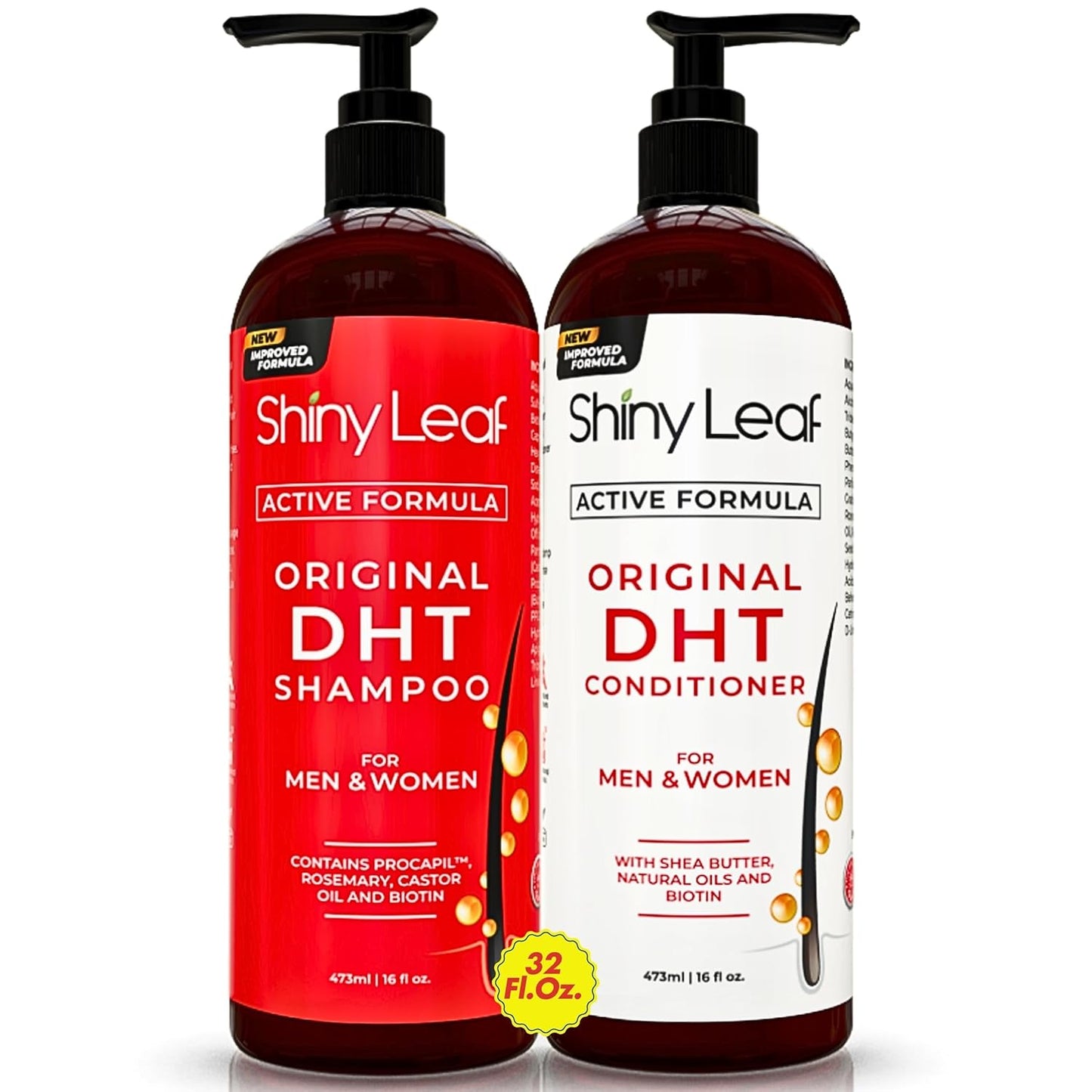 DHT Blocker Shampoo and Conditioner - For Women And Men, Made In USA, Anti-Hair Loss Treatment, With Biotin, Castor Oil, Rosemary Oil and Procapil, For Thinning Hair And Hair Loss