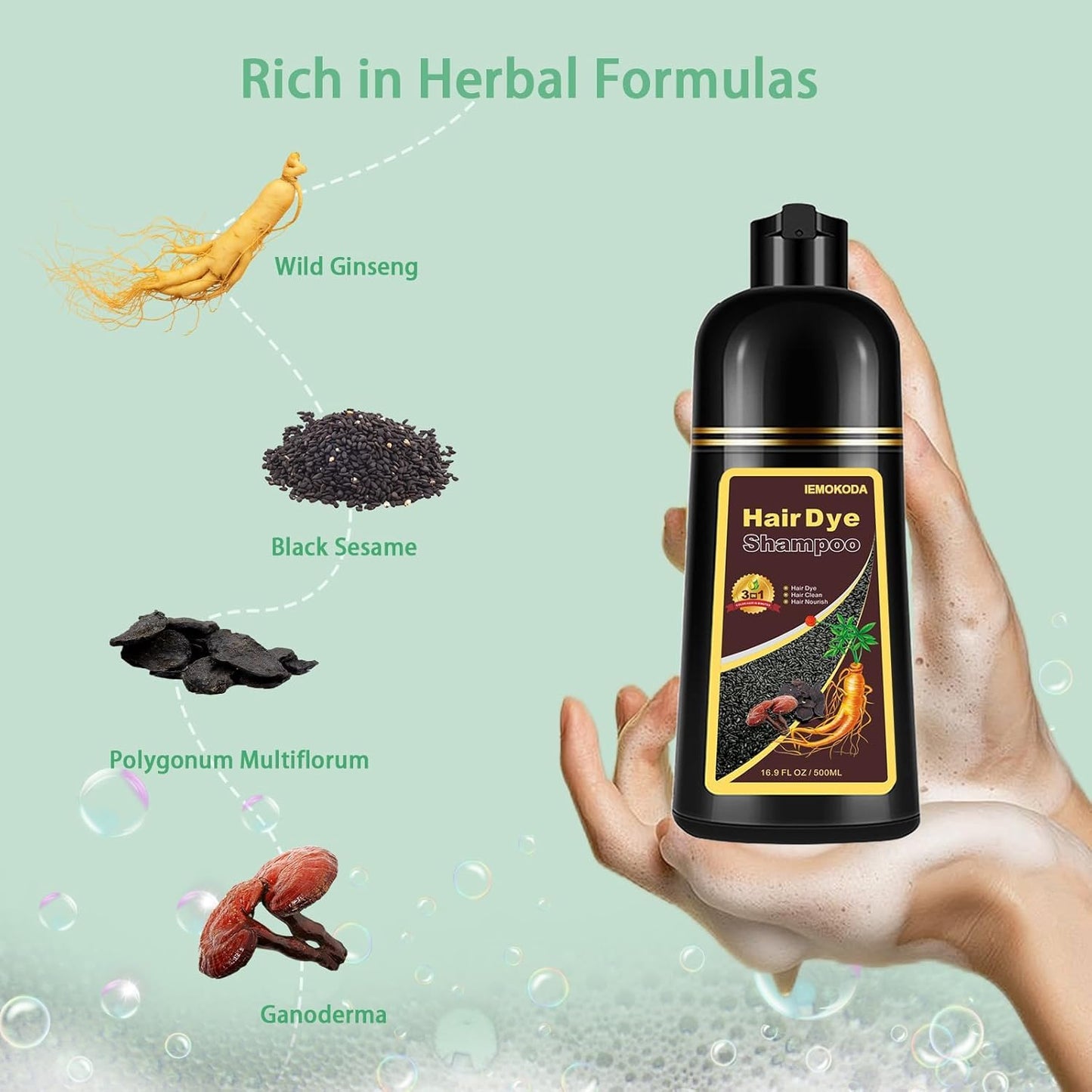 Blonde Brown Hair Color Shampoo for Women and Men, Instant Brown Hair Dye Shampoo 3 in 1, Shampoo Hair Dye Works in Minutes, Long Lasting Brown Hair Shampoo