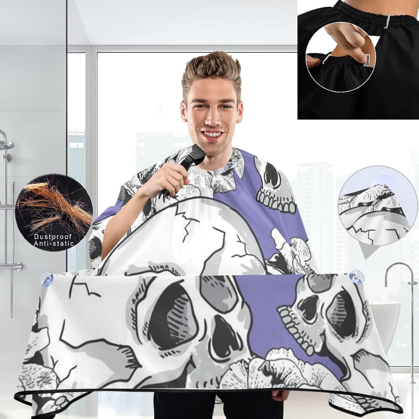 visesunny Professional Barber Cape Polyester Hair Cutting Clippings Catcher Grooming Cape Apron for Shaving Trimming For Men