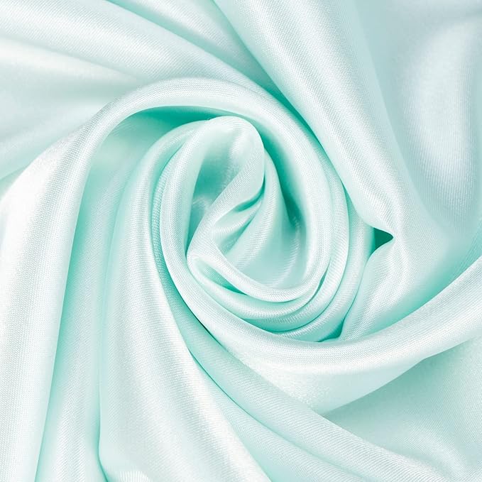Vegan Silk Sleep Set, Silky Pillowcase with Large Scrunchie and Eye Mask for Hair and Skin, Self Care Essential Satin Night Routine Kit (Mint Blue Color)