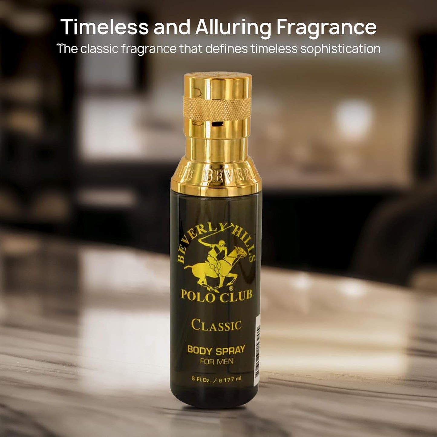 Beverly Hills Polo Club Body Spray for Men - BHPC Classic - Notes of Patchouli, Cedar, Vetiver, Ambergris & Musk - Long Lasting Cologne Scents - Ideal Gift for Him, 6oz