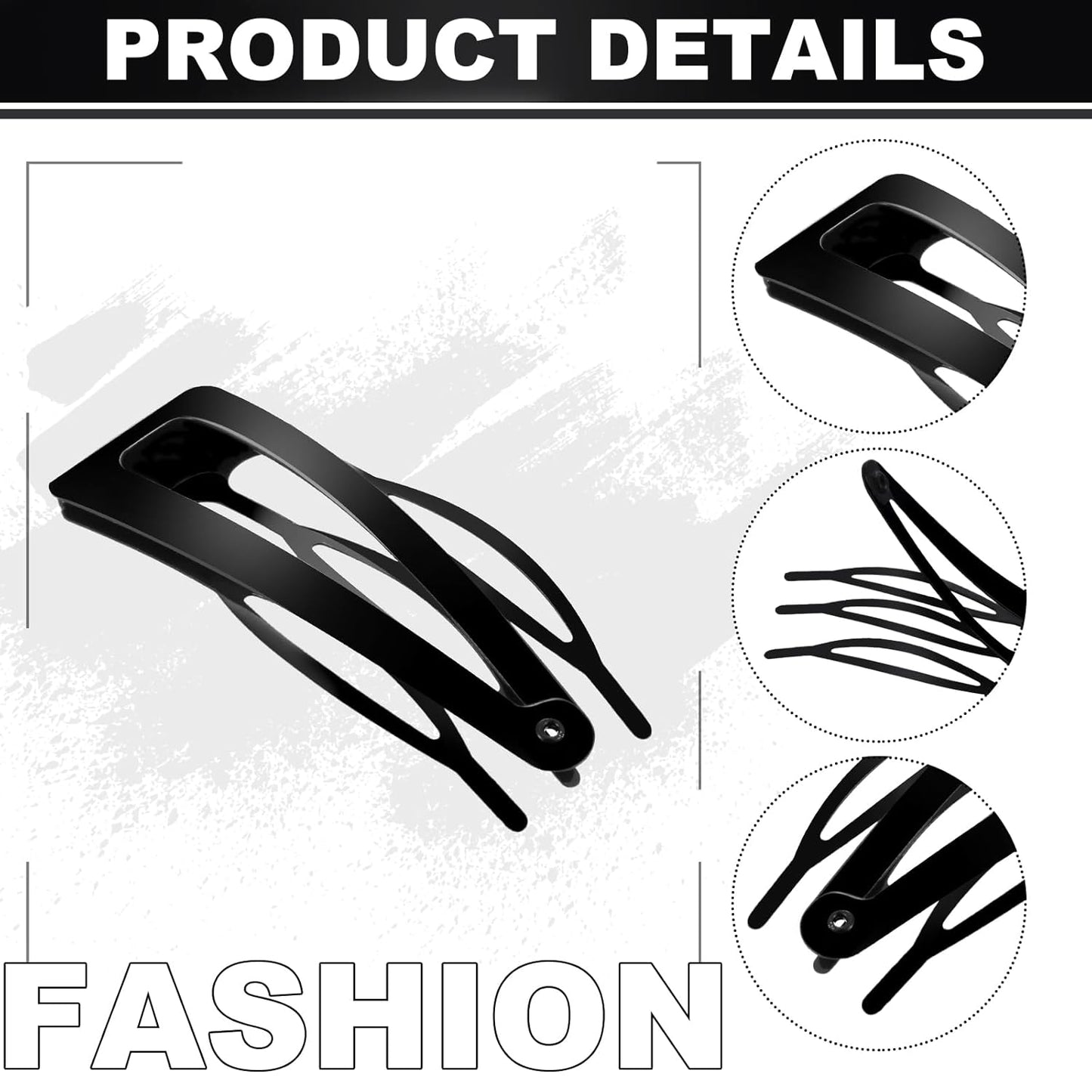 Chinco 24 Pcs Double Grip Hair Clips Metal Snap Clips Women Barrettes for Hair Making, Salon Supplies(Black,2.8 Inch)