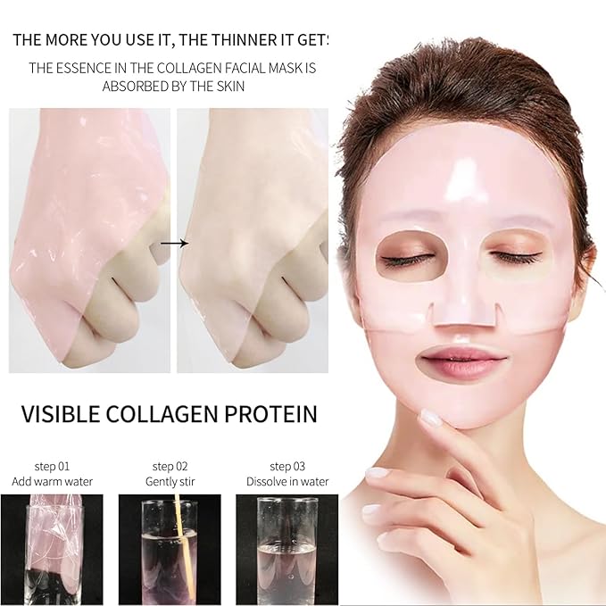 5 Packs Korean Overnight Collagen Face Mask: Glass Skin Face Mask for Deep Moisturizing, Firming, Glowing – Low Molecular Bio Collagen Sleeping Sheet Mask for Glass Glow