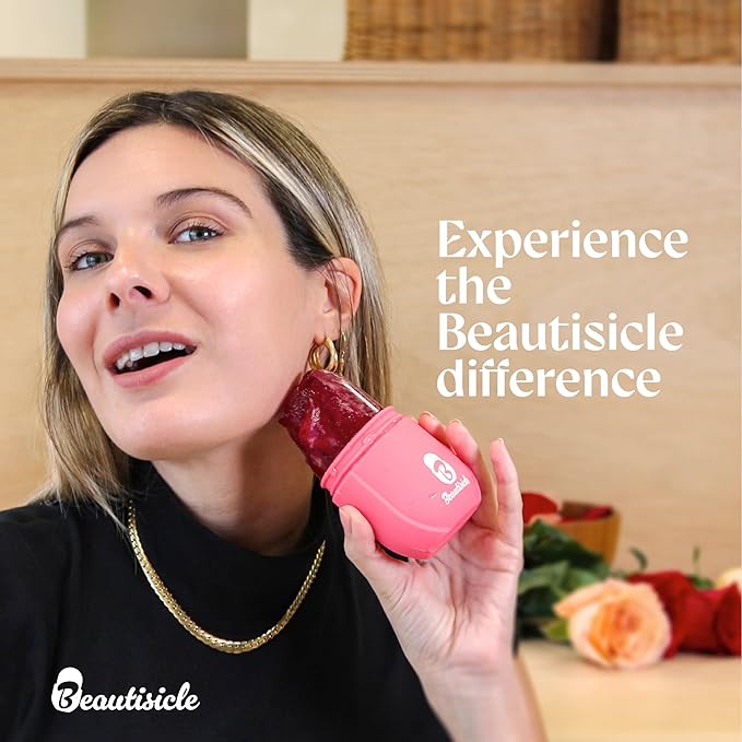 Beautisicle Ice Roller for Face - Pack of 2 Silicone Ice Face Roller and Eye Roller - Premium Face Roller for Wrinkles and Lifting, Puffy Face Reducer - Refreshing Frozen Gua Sha Facial Roller Set