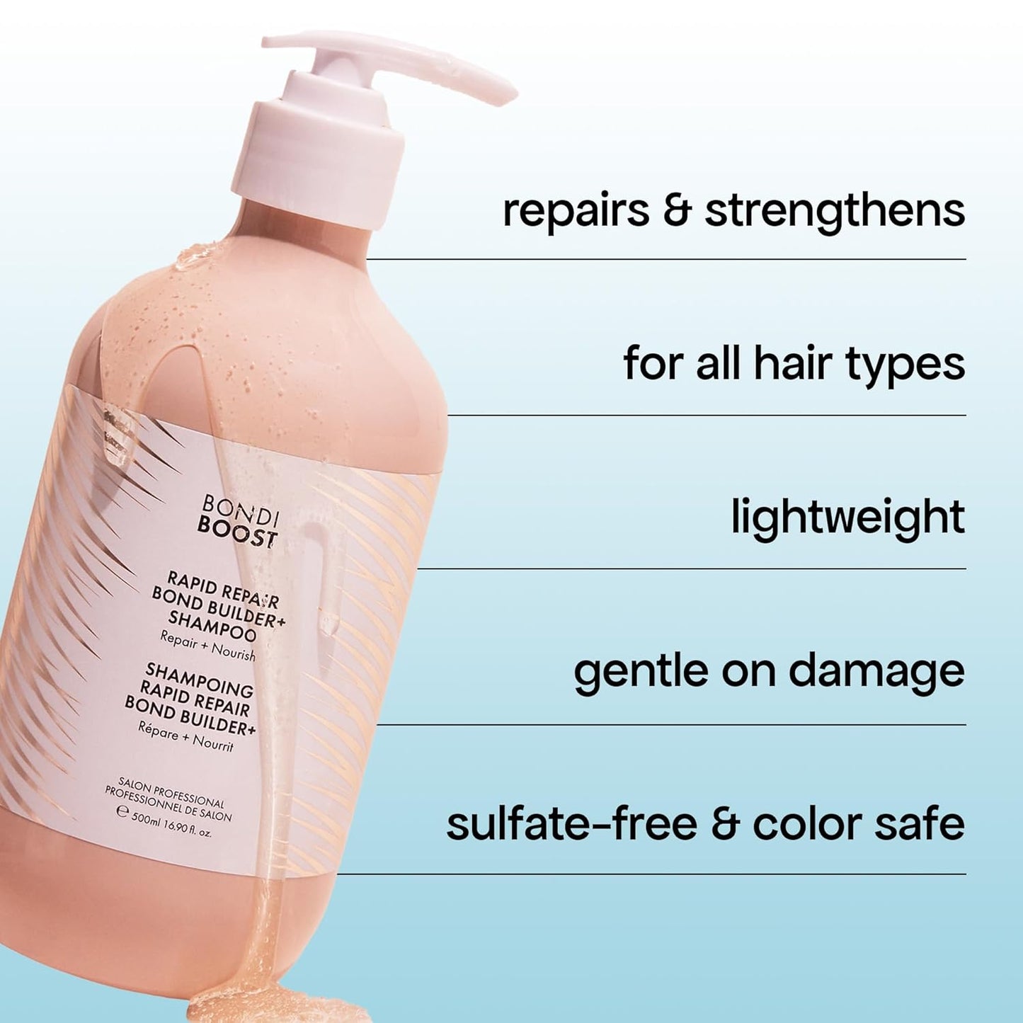 BONDIBOOST Rapid Repair Bond Builder + Shampoo for Damaged Hair [10.14 fl oz], Strengthening Formula for Restoring + Rebuilding Hair, Deep Conditioning + Nourishing Treatment for Healthier Results