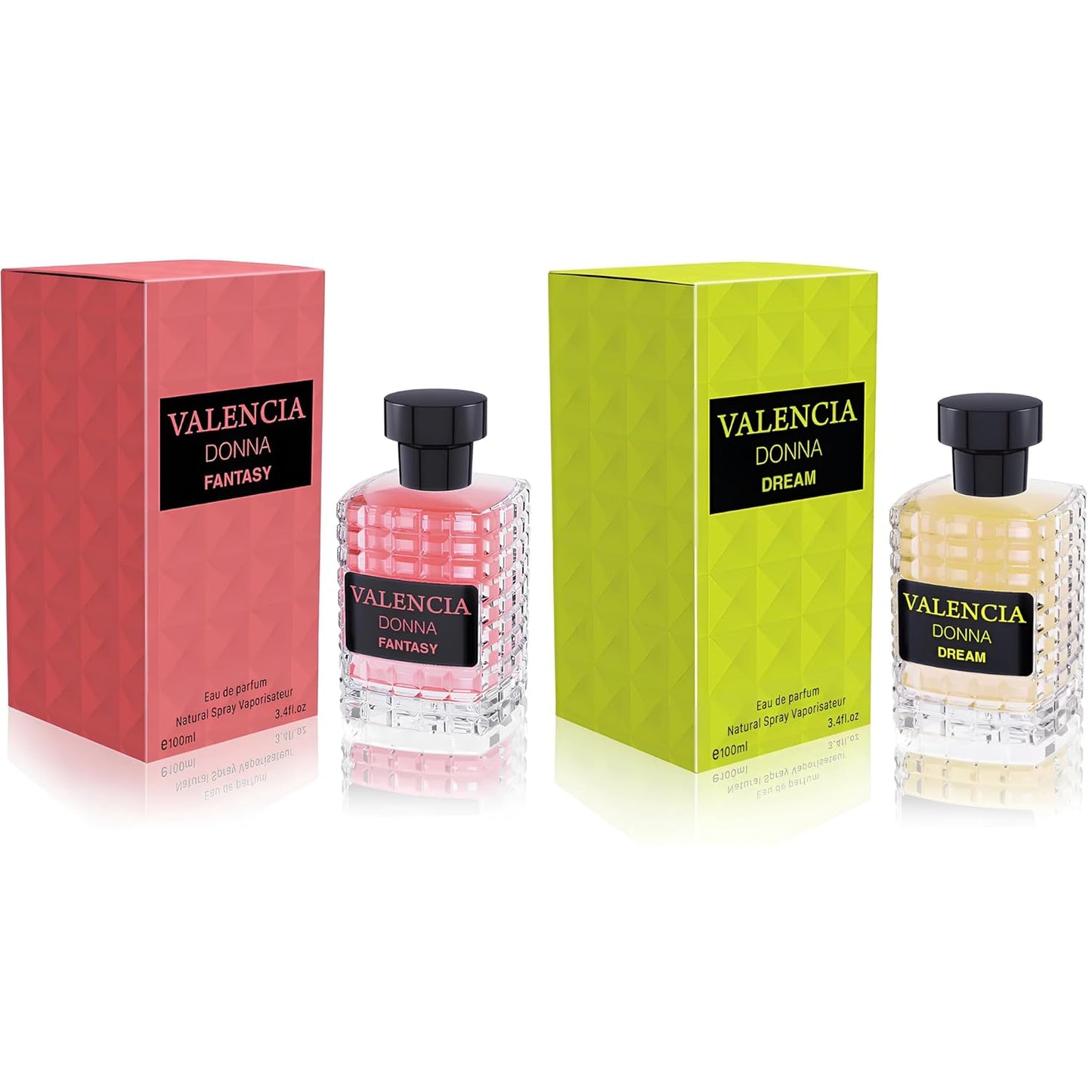 Women Perfume Valencia Donna Set Eau de Parfume Spray Long Lasting Fresh Eau de Toliette for Women 3.4 Fl Oz Each Dily Used