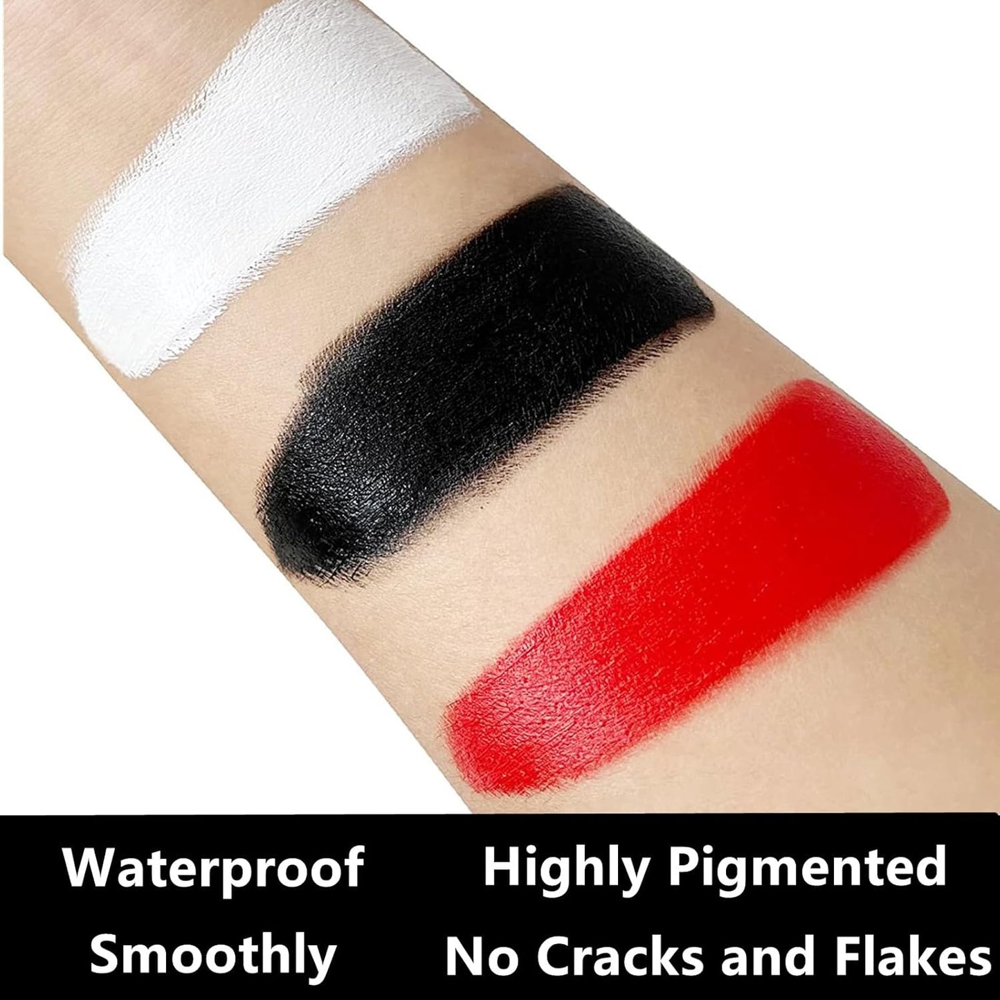 Go Ho White Face Paint,Oil Based Waterproof Cream Eye Black Stick,White Face Body Paint for Halloween Cosplay Zombie Skeleton Clown Goth Makeup