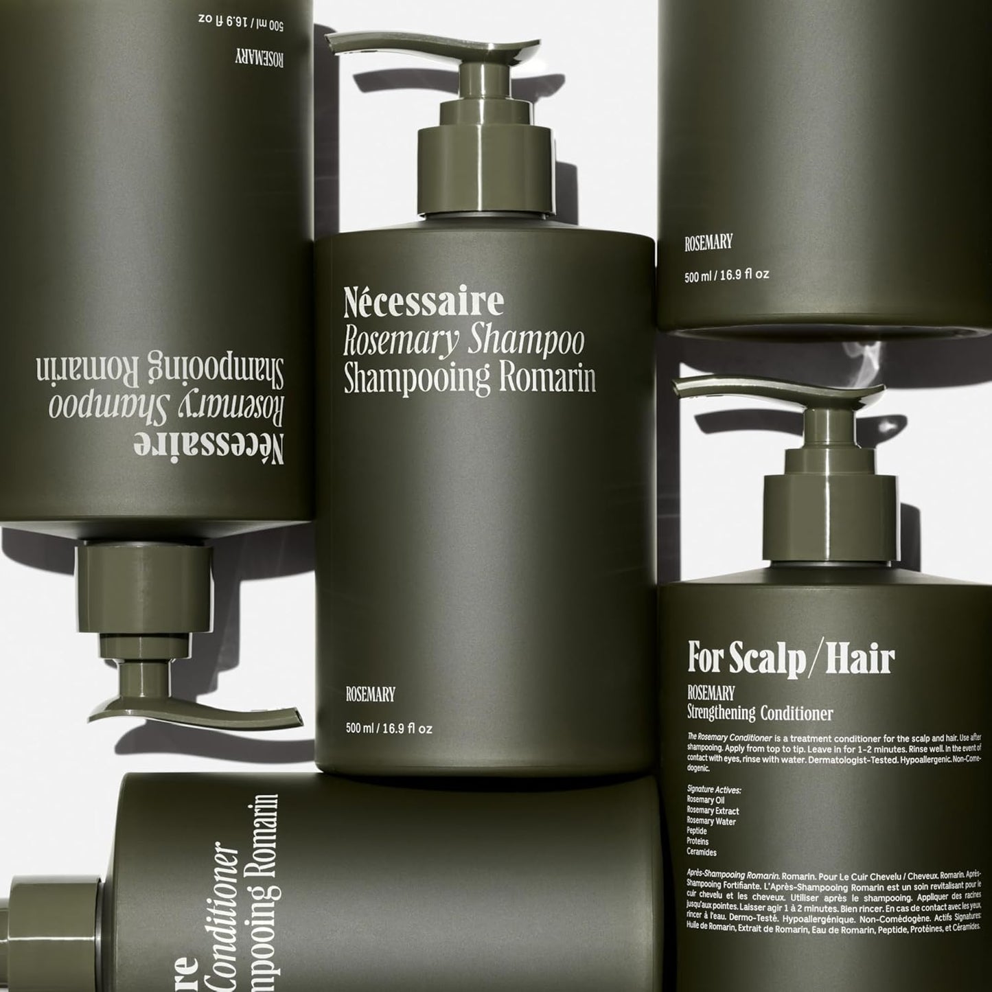 Nécessaire Rosemary Hair Duo - Shampoo and Conditioner Set for Women + Men. Rosemary Oil + Proteins For Stronger Hair. 500 ml / 16.9 fl oz