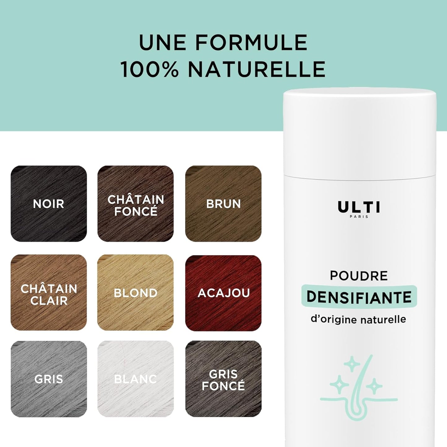 Hair fibers (25g) for thinning hair - Hair Thickening - Instant Full Hair, 100% Natural - Premium french formula - for Women & Men - Hair Powder (Auburn)