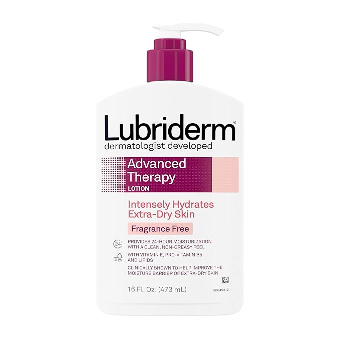 Lubriderm Advanced Therapy Fragrance Free Moisturizing Hand & Body Lotion + Pro-Ceramide with Vitamins E & Pro-Vitamin B5, Intense Hydration for Itchy, Extra Dry Skin, Non-Greasy, 16 fl. oz