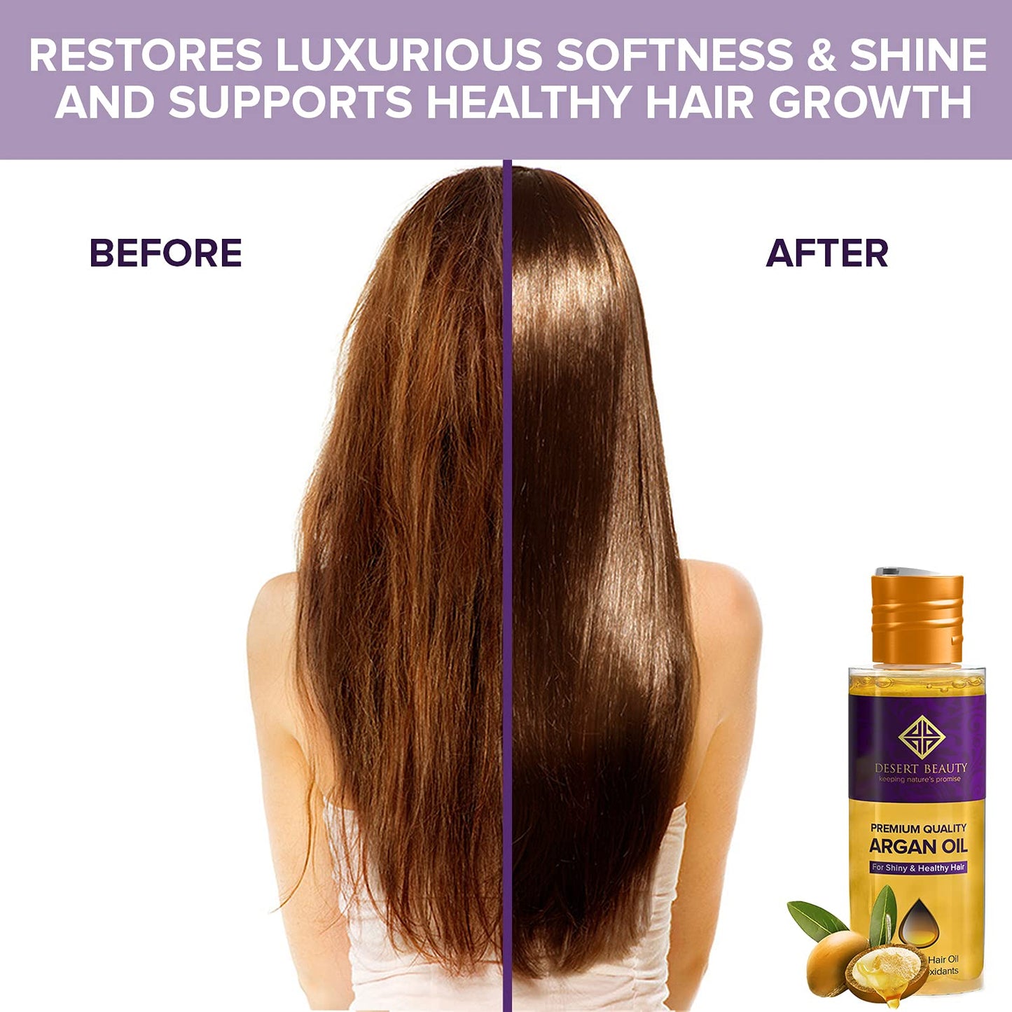 Argan Oil, 4 oz, Hair Oil Treatment for Dry Damaged Hair, Leave-in Conditioner, Hydrating, Strengthens, Natural, Cruelty Free