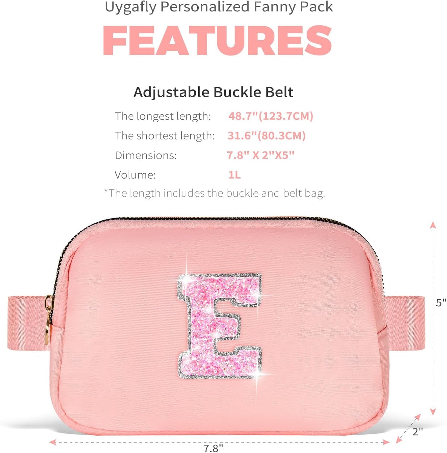 Party Favors for Kids 8-12 4-8, Gift Bags for Girls Teens, Accessories, Belt Waist Packs Fanny Pack Crossbody for Women | Peach, Initial E